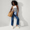 Alternate view of The Bucket Bag in Hazelnut shown worn differently on model. 