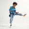 Alternate image of a child modeling The Kids Strap Sneaker in Blue Raspberry. 