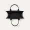 The Classic Tote in Black Herringbone, shown from above, with the interior exposed.