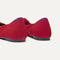 Close up of the heel of The Knot Point II in Candied Berry, with Rothy's signature blue halo. 