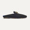The Double Bit Loafer Mule in Black shown from the side. 