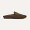 The Double Bit Loafer Mule in Cinnamon Raffia-Knit shown from the side. 