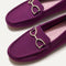 Close up of the toe and hardware of The Double Bit Driver in Purple Sapphire. 