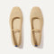The Max Square Mary Jane in Cream Raffia-Knit shown from the top.