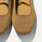 Top view of the square toe and rounded vamp of The Max Square Mary Jane in Wheat Raffia-Knit.