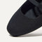 Close up of the toe and vamp of The Double Buckle Mary Jane in Black.