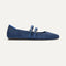 The Double Buckle Mary Jane in Blue Mesh shown from the side.