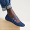 hover | Model wearing The Double Buckle Mary Jane in Blue Mesh.