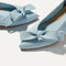 Close up of The Bow Point II in Powder Blue, shown in diagonal view. 