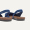Close up of the strap on The Almond Slingback in Deep Sea Mesh, with Rothy's signature blue halo.