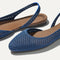 Close up of the toe and vamp on The Almond Slingback in Deep Sea Mesh.