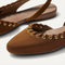 Close up of the toe and vamp on The Almond Slingback in Eyelet Russet.