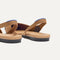 Close up of the heel The Almond Slingback in Tawny Captoe.