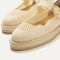 Close up of the vamp of The Espadrille Mary Jane in Jasmine. 