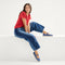 Alternate view of a model wearing The Espadrille Mary Jane in Blue Breeze.