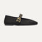The Max Buckle Mary Jane in Black shown from the side.