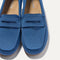 Close up of the toe and vamp of The Daily Driver in Blue Sea. 