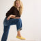 Alternate view of a model wearing The Daily Driver in Sunwashed Yellow. 