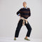 Alternate view of a model wearing The Daily Driver in Sprout. 