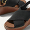Close up of the crossing straps across the top of The Wedge in Black.