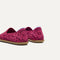 Close up of the heel of The Cruiser Loafer in Fuchsia Bloom, with Rothy's signature blue halo. 
