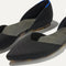 Close up of the toe and vamp of The D'Orsay Point in Black
