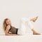 Alternate view of a model wearing The D'Orsay Point in Camel Crochet