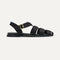 The Fisherman Sandal in Black shown from the side. 