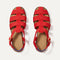 The Fisherman Sandal in Scarlet shown from the top.