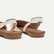 Close up of the heel The Almond Slingback in Eyelet Ivory.