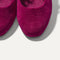 Close up of the toe and vamp of The Double Buckle Mary Jane in ReVelvet Mulberry.