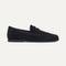 The Ravello Penny Loafer in ReVelvet™ Black shown from the side. 