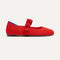 The Kids Tux Bow Mary Jane in Bright Red shown from the side.