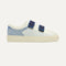 The Kids Strap Sneaker in Blue Raspberry shown from the side. 