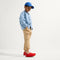 Alternate view of a child wearing The Kids Clog in Firetruck Red. 