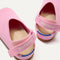 The back heel of The Kids Clog in Tutu showing the hook and loop straps.