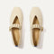 The Max Buckle Mary Jane in Cream Woven shown from the top.