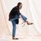 Alternate view of a model wearing The D'Orsay Espadrille in Black.