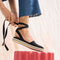 Model wearing The D'Orsay Espadrille in Black. 