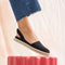 hover | Model wearing The D'Orsay Espadrille in Black without the straps.