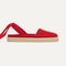 The D'Orsay Espadrille in Bright Red Crochet, shown from the side. 