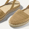 Close up of the vamp of The D'Orsay Espadrille in Camel Crochet. 