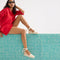 Alternate view of a model wearing The D'Orsay Espadrille in Seashell.