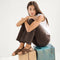 Alternate view of a model wearing The Weekend Sandal in Cinnamon. 