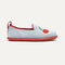 The Mini Loafer in Cherry Blue shown from a side view showing the outsole.