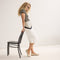 Alternative angle of model wearing The Max Square Ballerina in Off White Mesh.