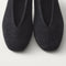 Close up of the toe and V-shaped vamp on The Max Square Ballerina in ReVelvet Black.