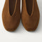 Close up of the toe and V-shaped vamp on The Max Square Ballerina in ReVelvet Russet.