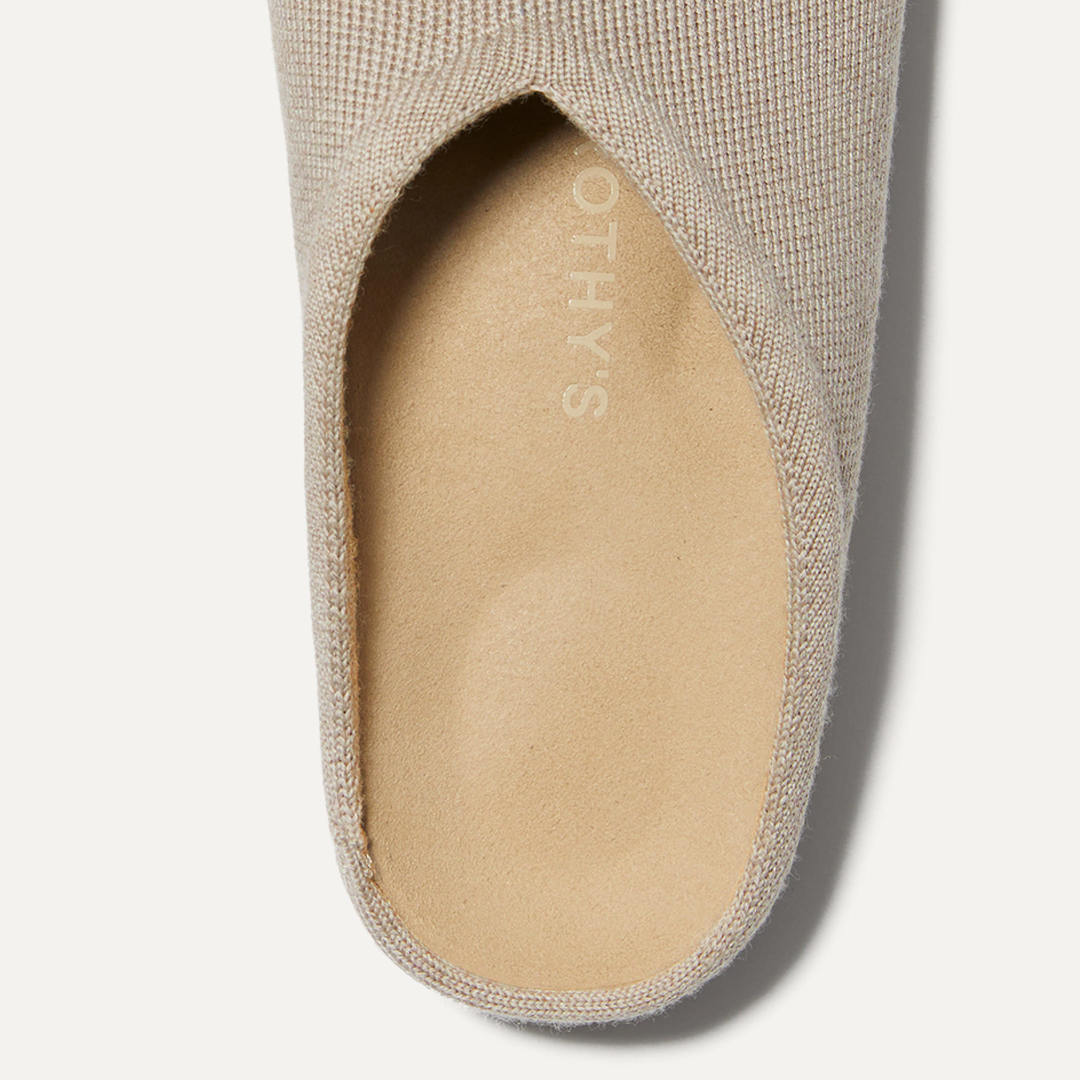 A close up view of the contoured footbed of The Casual Clog.