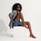 Alternate view of a model wearing The Fisherman Sandal in Scarlet.